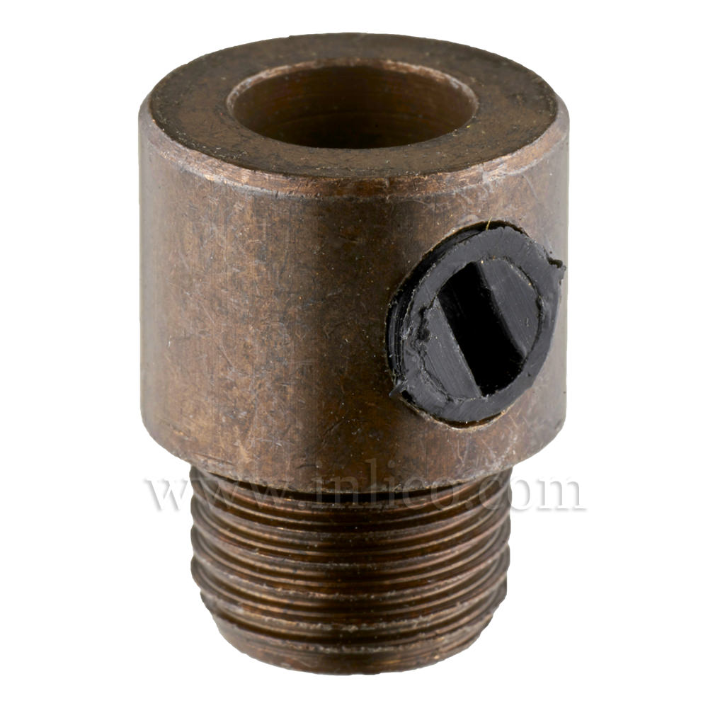 M10X1 CORDGRIP MALE BRASS WITH OLD ENGLISH FINISH AND  BLACK PLASTIC M6 X 6.5MM GRUBSCREW



