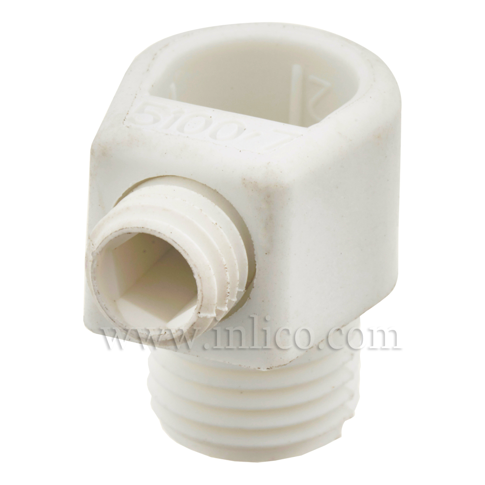 CORDGRIP MALE WHITE M10X1 - THREAD LENGTH 14MM WITH M7 LOCKING SCREW - NYLON 66 RV  - 120 DEG C MAXIMUM CONTINUOUS WORKING TEMP