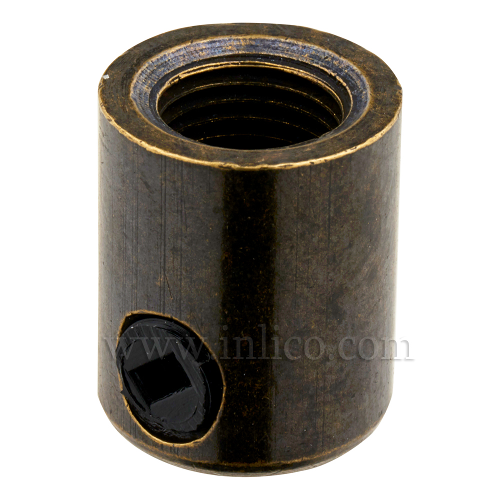 BRASS CORDGRIP FEMALE M10X1ANTIQUE BRASS FINISH WITH BLACK PLASTIC GRUBSCREW