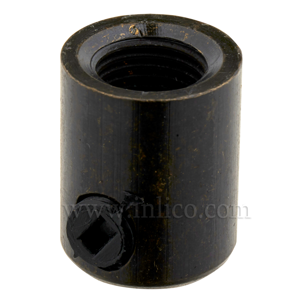 BRASS CORDGRIP FEMALE M10X1 DARK BRONZE FINISH WITH BLACK PLASTIC GRUBSCREW