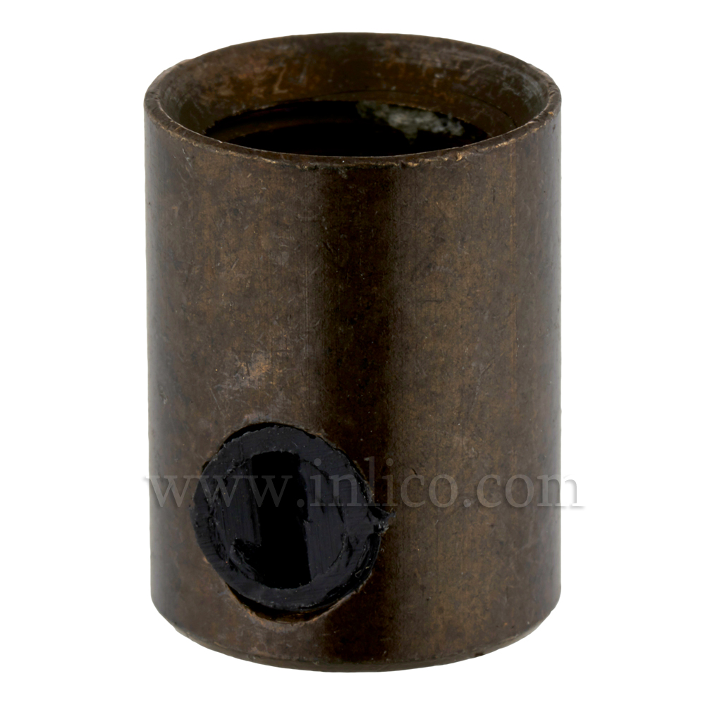 BRASS CORDGRIP FEMALE M10X1 OLD ENGLISH FINISH WITH BLACK PLASTIC GRUBSCREW