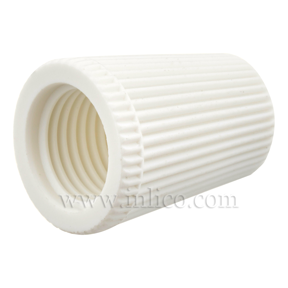 LONG CAP FOR 2-PART LOCKING CORDGRIP WHITE 18MM OAL NYLON66 RV