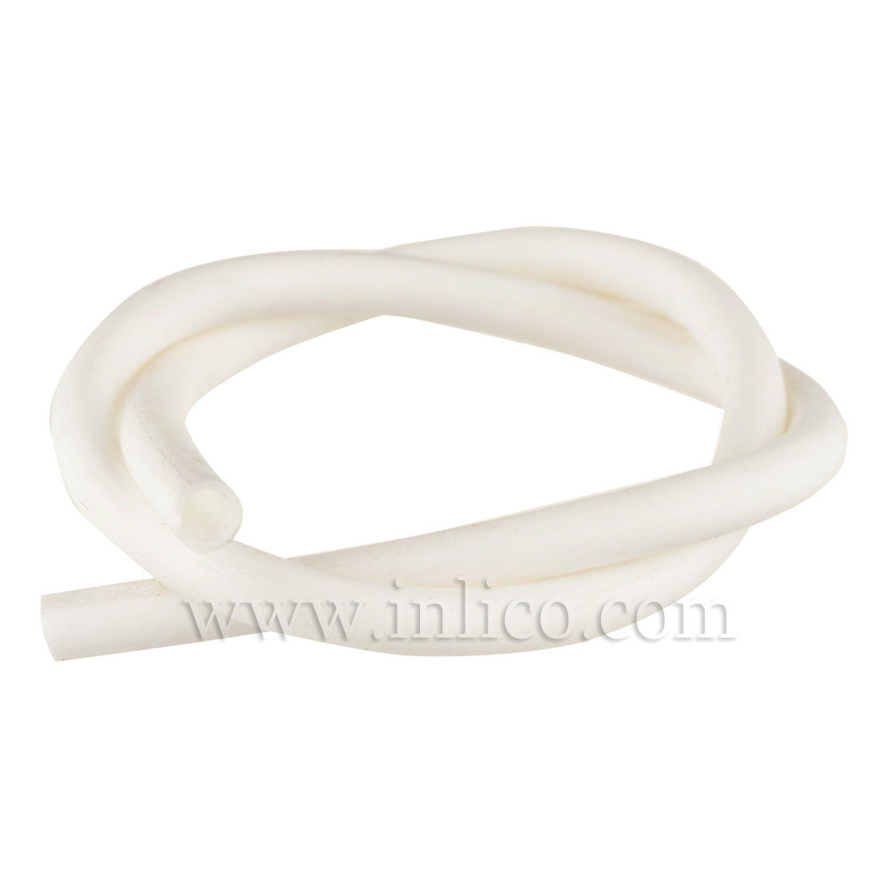 SILICONE SLEEVING 2.5MM ID x 0.5MM WALL 60 deg SHORE HARDNESS WHITE TEMPERATURE RANGE -40 deg C TO +200 deg C. 50M ROLL