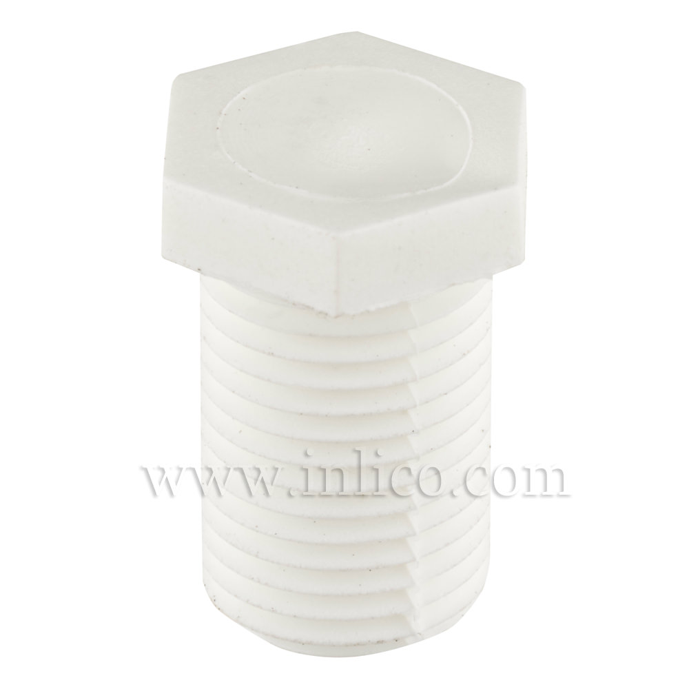 M10X1 PLASTIC NIPPLE SHORT WHITE 13mm OAL 10 mm THREAD LENGTH