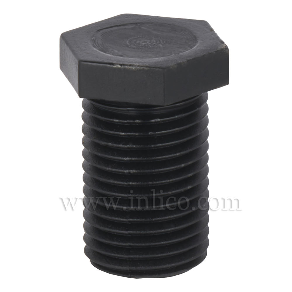 M10X1 PLASTIC NIPPLE BLACK  - BLANK 15MM THREAD 18MM OAL