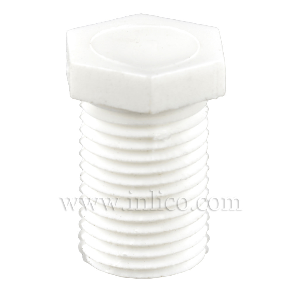 M10X1 PLASTIC NIPPLE WHITE - BLANK 15MM THREAD/OAL 18MM