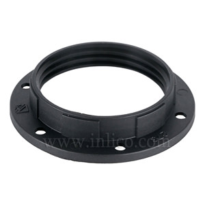 BLACK WIDE LIP SHADE RING WITH HOLES THERMOPLASTIC E27/B22 57mm x 12mm