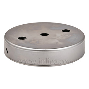 RAW STEEL CEILING CUP 100MM DIA. X 22MM 10.5MM CENTRE HOLE & 2 RADIAL HOLES 