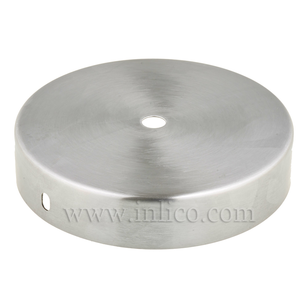 RAW STEEL CEILING CUP 120MM DIA. X 25MM 10.5MM CENTRE HOLE & M4 SIDE HOLES FOR FIXING BRACKET