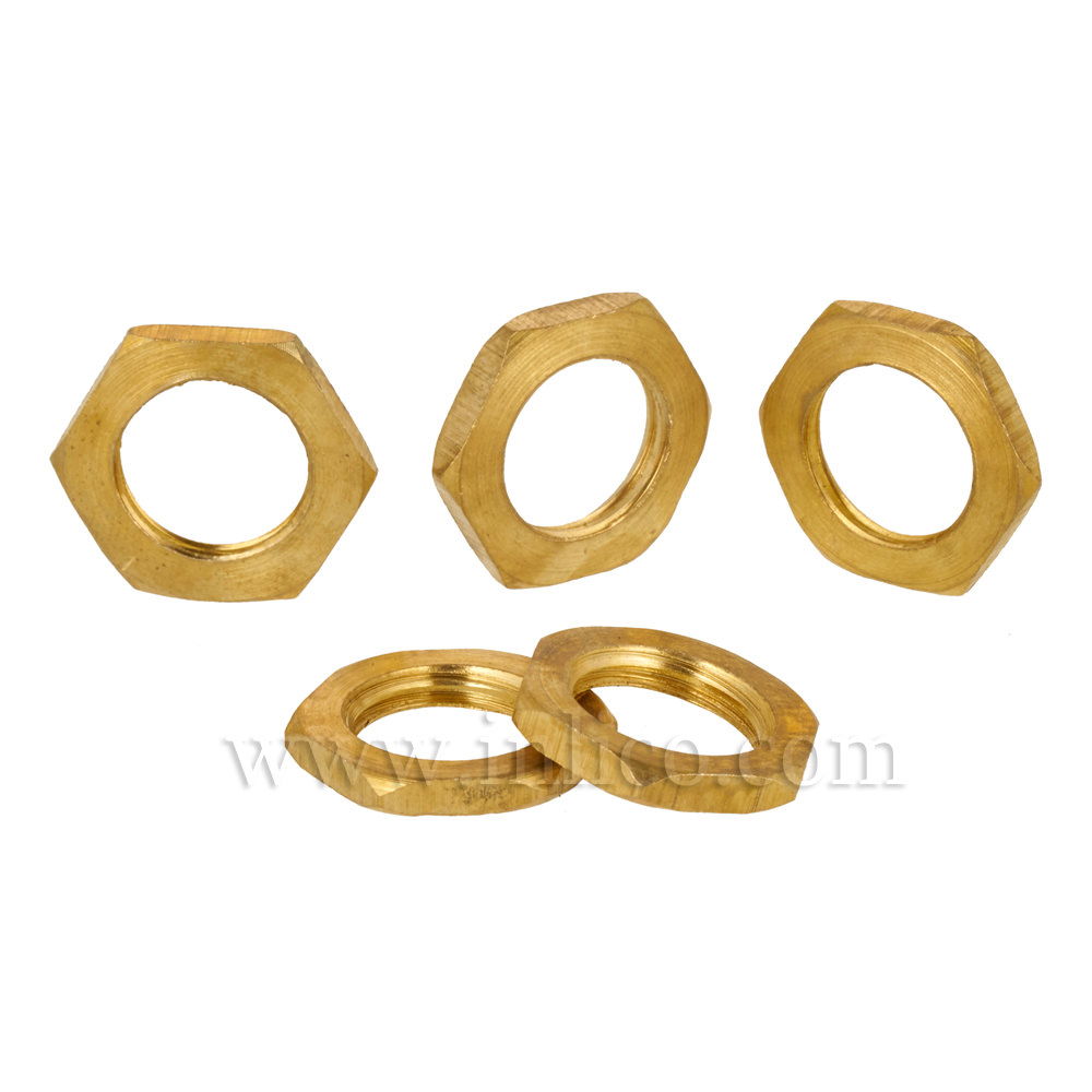 1/2" x 26 TPI BRASS HEX LOCKNUT 2MM THICK 16MM A/F 