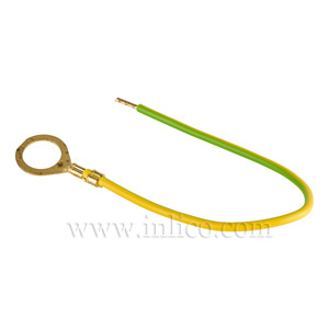 10.5MM BRASS EARTH TAG WITH 150MM 2491X 0.75MM GREEN/YELLOW CABLE