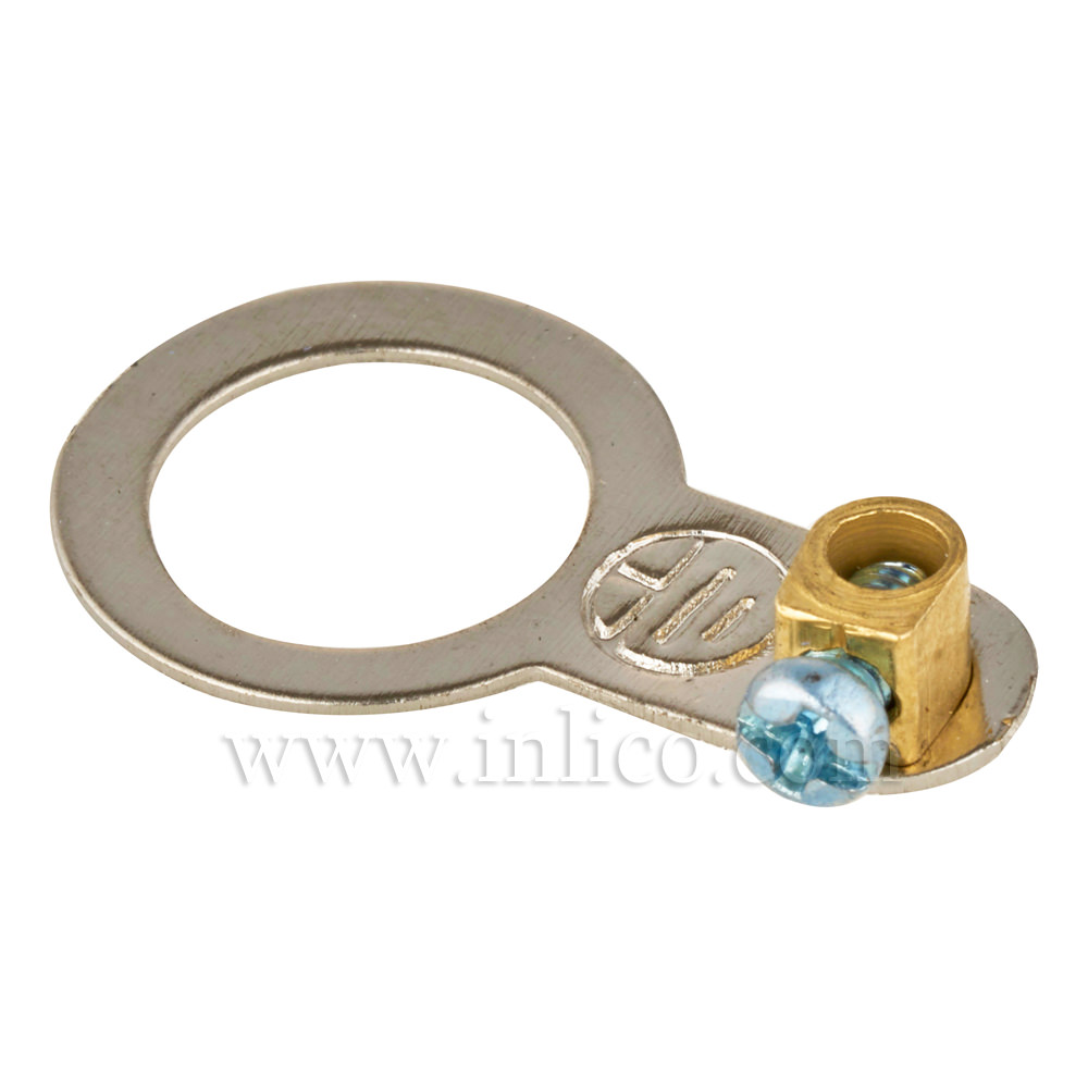 10.5MM  HOLE DIAMETER ZINC PLATED EARTH TAG WITH SCREW TERMINAL, 25MM OAL