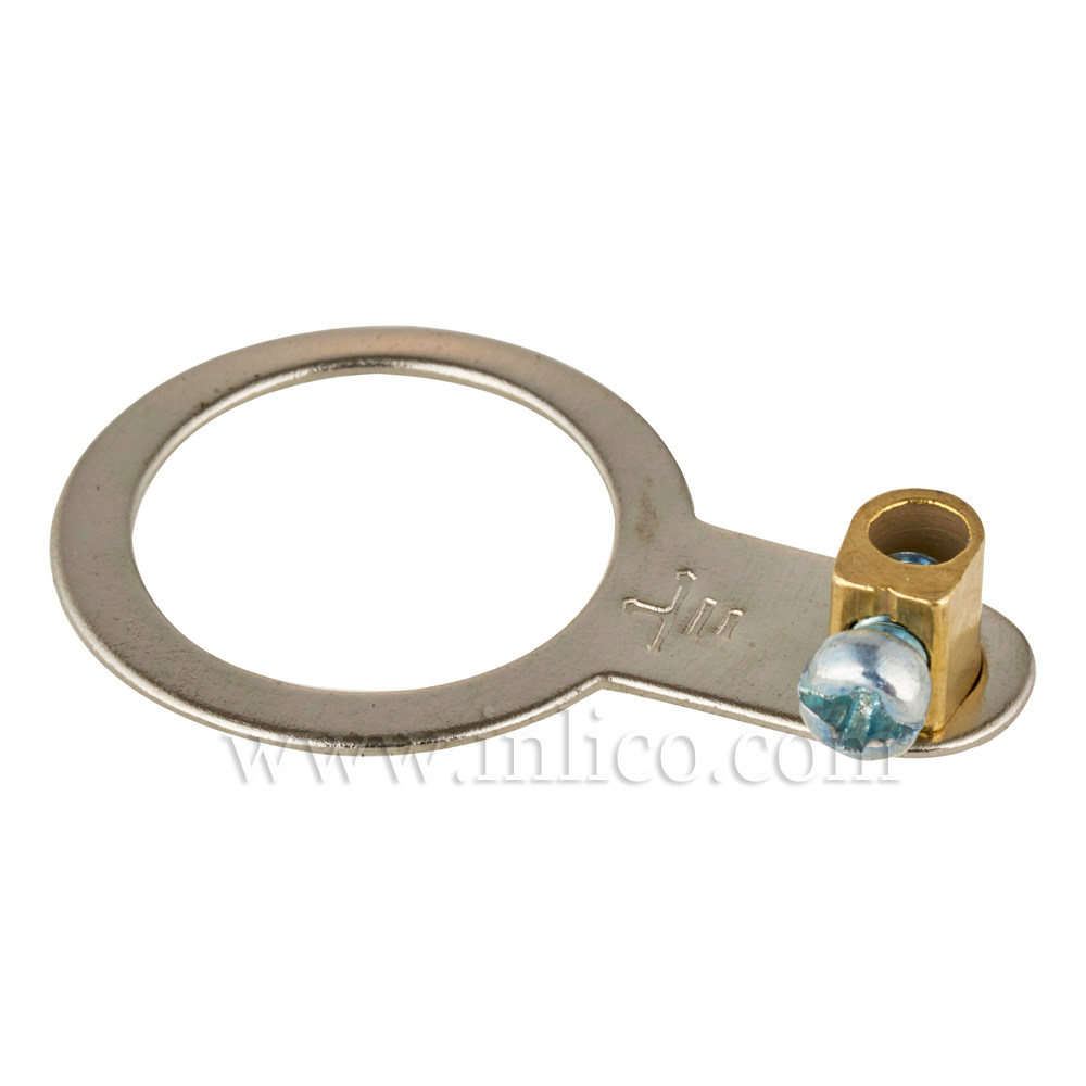 13.5MM  HOLE DIAMETER ZINC PLATED EARTH TAG WITH SCREW TERMINAL, 27MM OAL