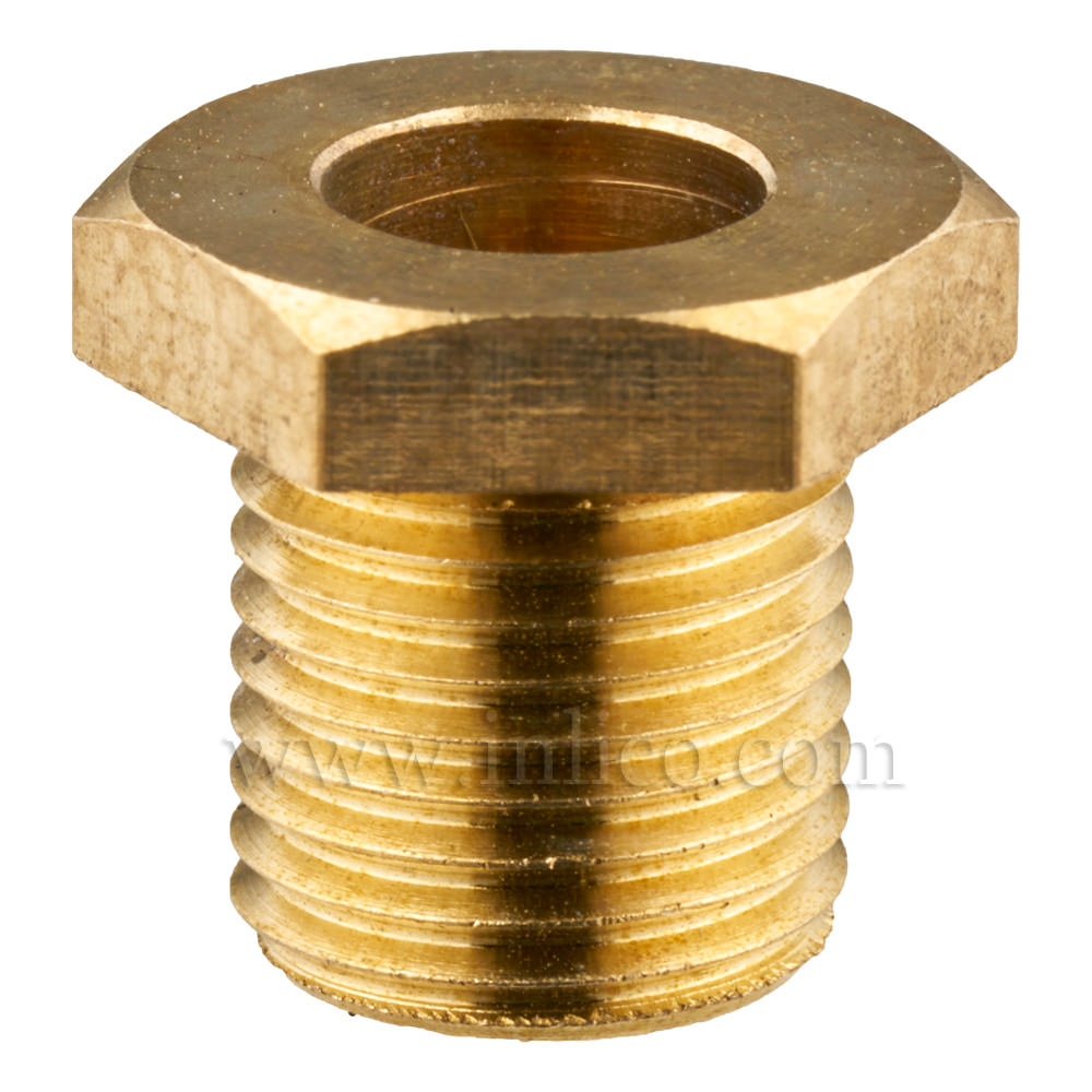 BRASS M10x1 NIPPLE 10MM THREAD LENGTH OAL 13MM HEX HEAD