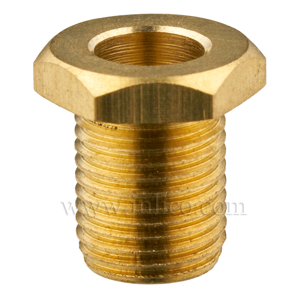 BRASS M10 NIPPLE 13MM THREAD LENGTH OAL 15MM HEX HEAD