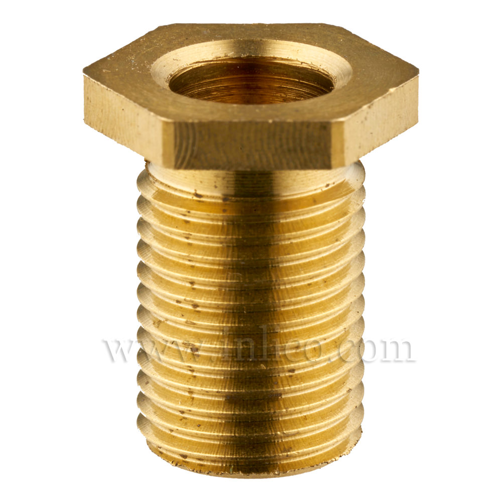 BRASS M10 NIPPLE 15MM LONG MALE THREAD OAL 18MM HEX HEAD