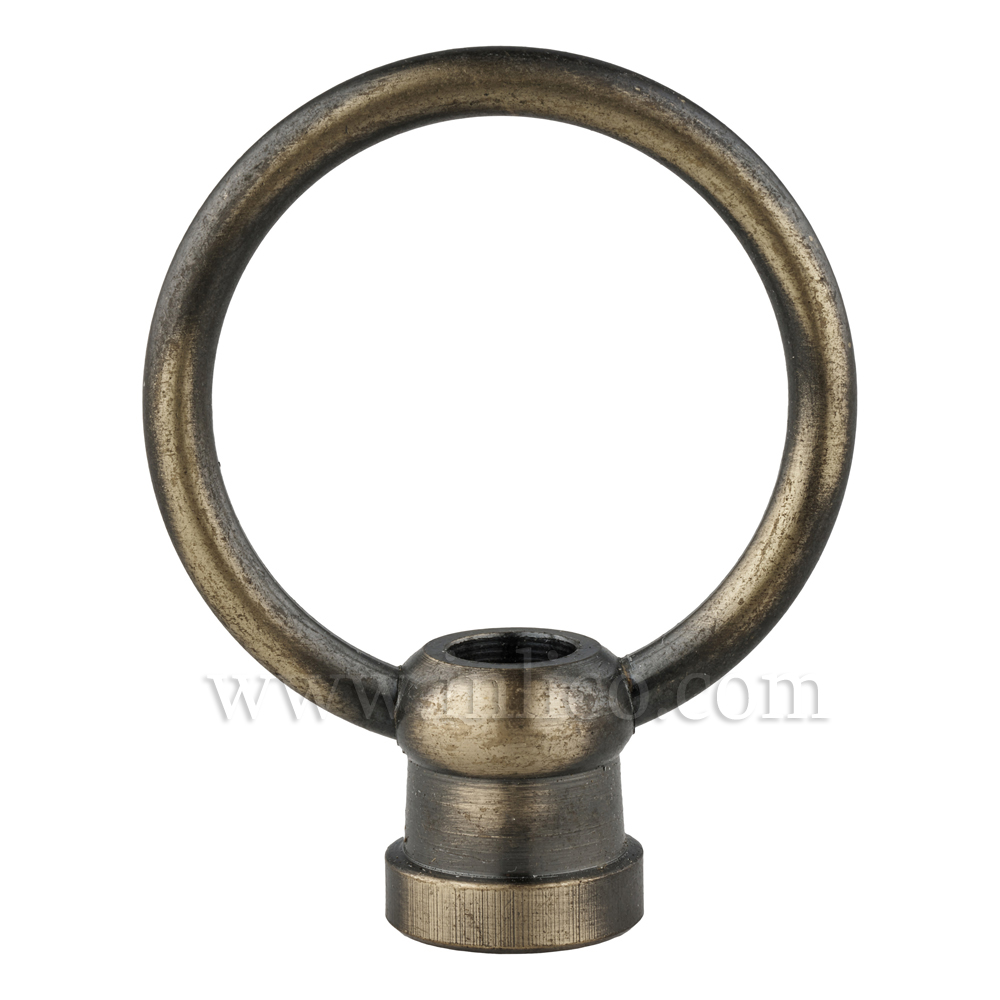 M10X1 FEMALE ANTIQUE PLATED SWING LOOP 42MM DROP X 36MM