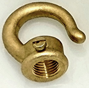 RAW BRASS 10MM M10X1 FEMALE HOOK WITH GRUBSCREW