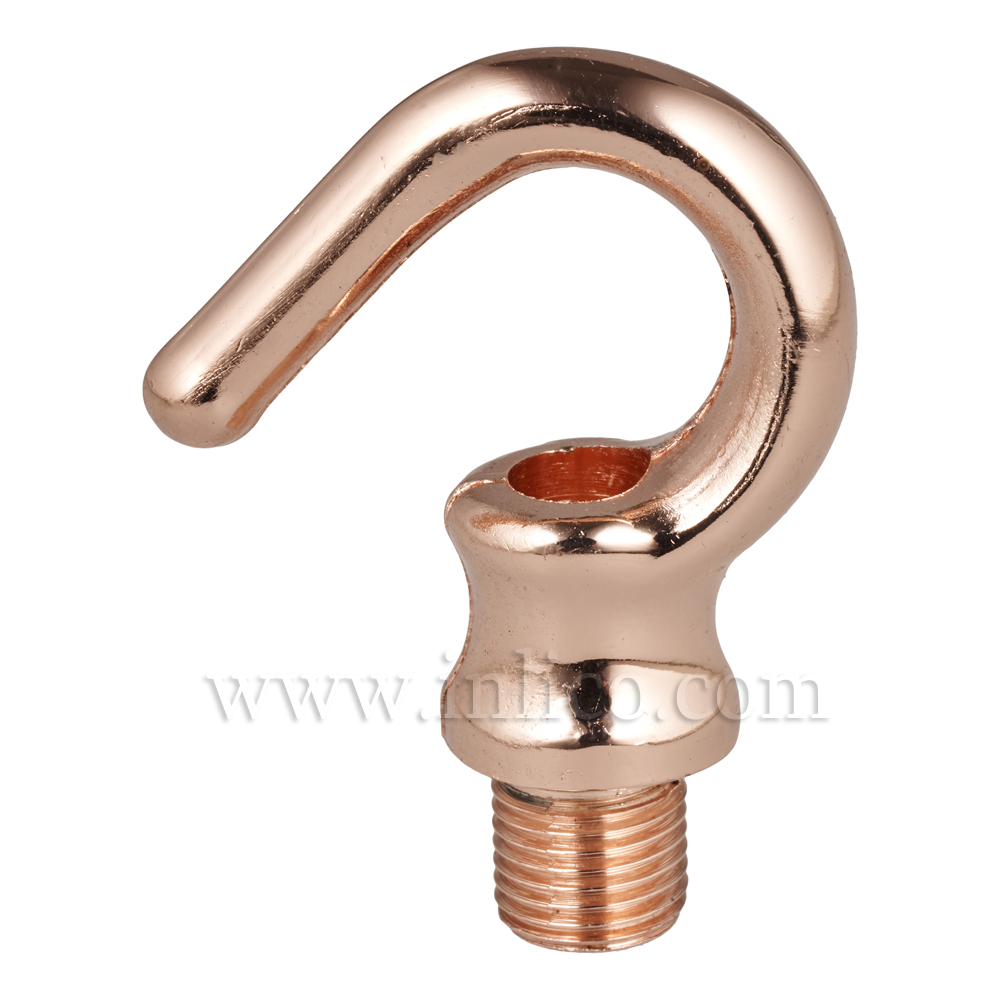 BRIGHT COPPER PLATE RAW BRASS 10MM M10X1 MALE HOOK