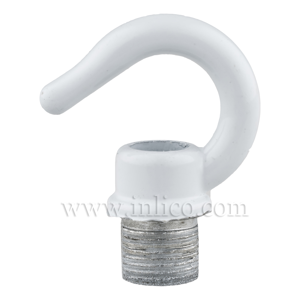 13MM WHITE POWDER COATED STEEL HOOK MALE ENTRY