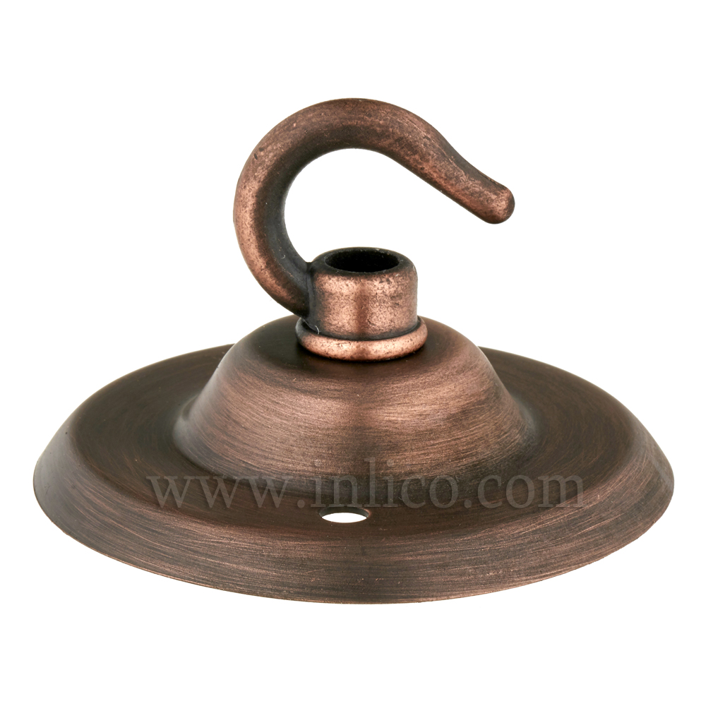 ANTIQUE COPPER FINISH CEILING HOOK PLATE - BESA FIXING - OAD74MM