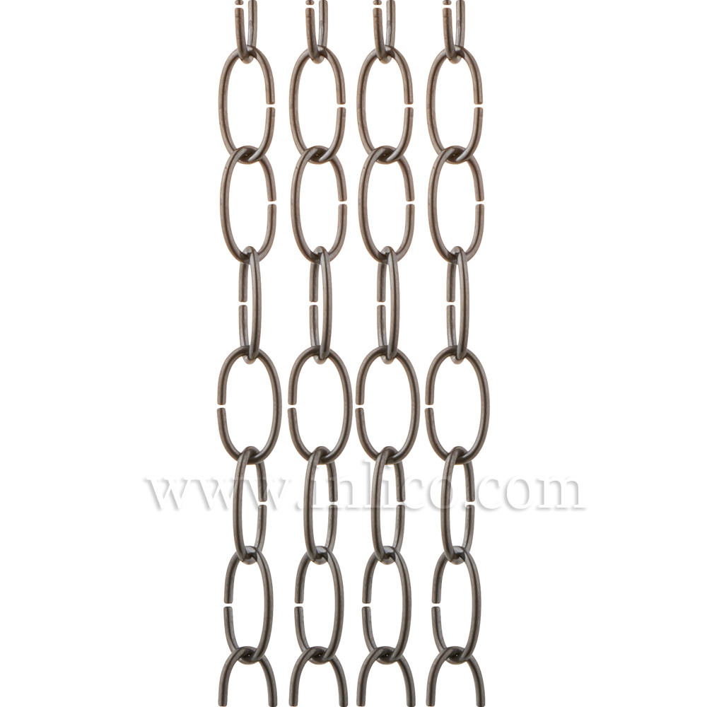 OVAL CHAIN BLACK NICKEL 2.7mm WIRE GAUGE  28mm x 12.5mm LINK (internal) -  stocked in 10 metre hanks