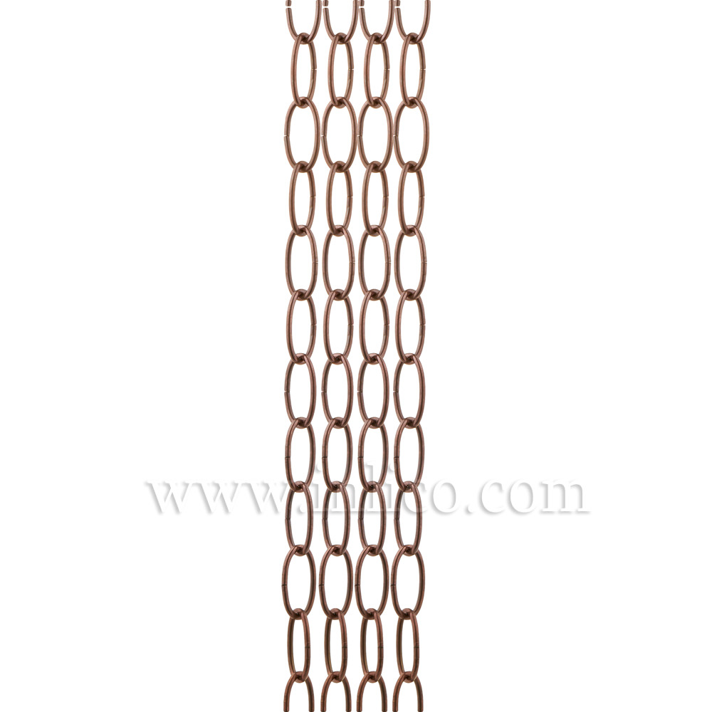 OVAL CHAIN ANTIQUE COPPER  2.7mm WIRE GAUGE 28mm x 12.5mm LINK (internal)- stocked in 10 metre hanks