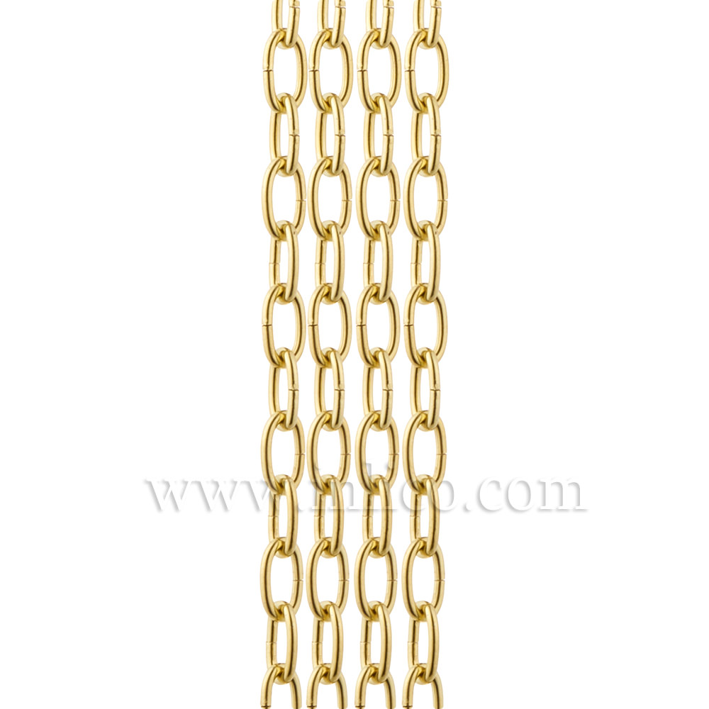 OVAL CHAIN BRASS PLATED SMALL LINK  2.7mm WIRE GAUGE  18mm x 10mm LINK (internal)-  stocked in 10 metre hanks