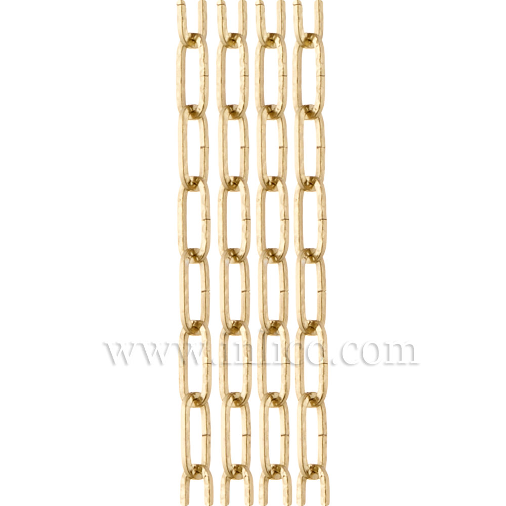 BRASS PLATED HAMMERED CHAIN - SMALL LINK  1.8mm WIRE  17mm x 5mm LINK (internal) -  stocked in 10 metre hanks