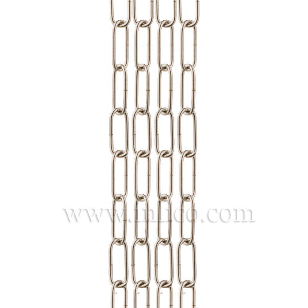 HEAVY DUTY NICKEL PLATED CHAIN 3.6mm WIRE GAUGE 39mm x 13mm LINK (internal) - supplied in 48cm lengths