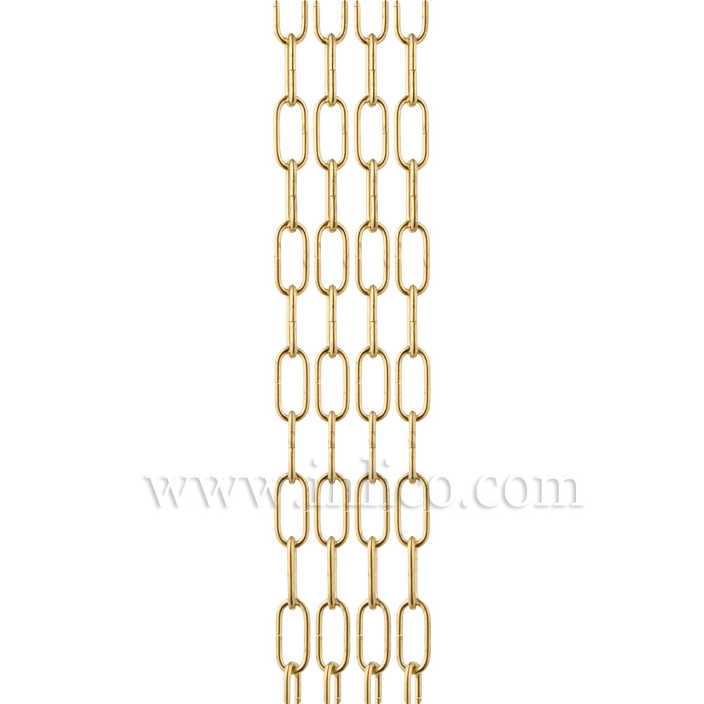 LIGHT DUTY BRASS PLATED CHAIN  1.8mm WIRE  17mm x 5.6mm LINK (internal) -  stocked in 10 metre hanks