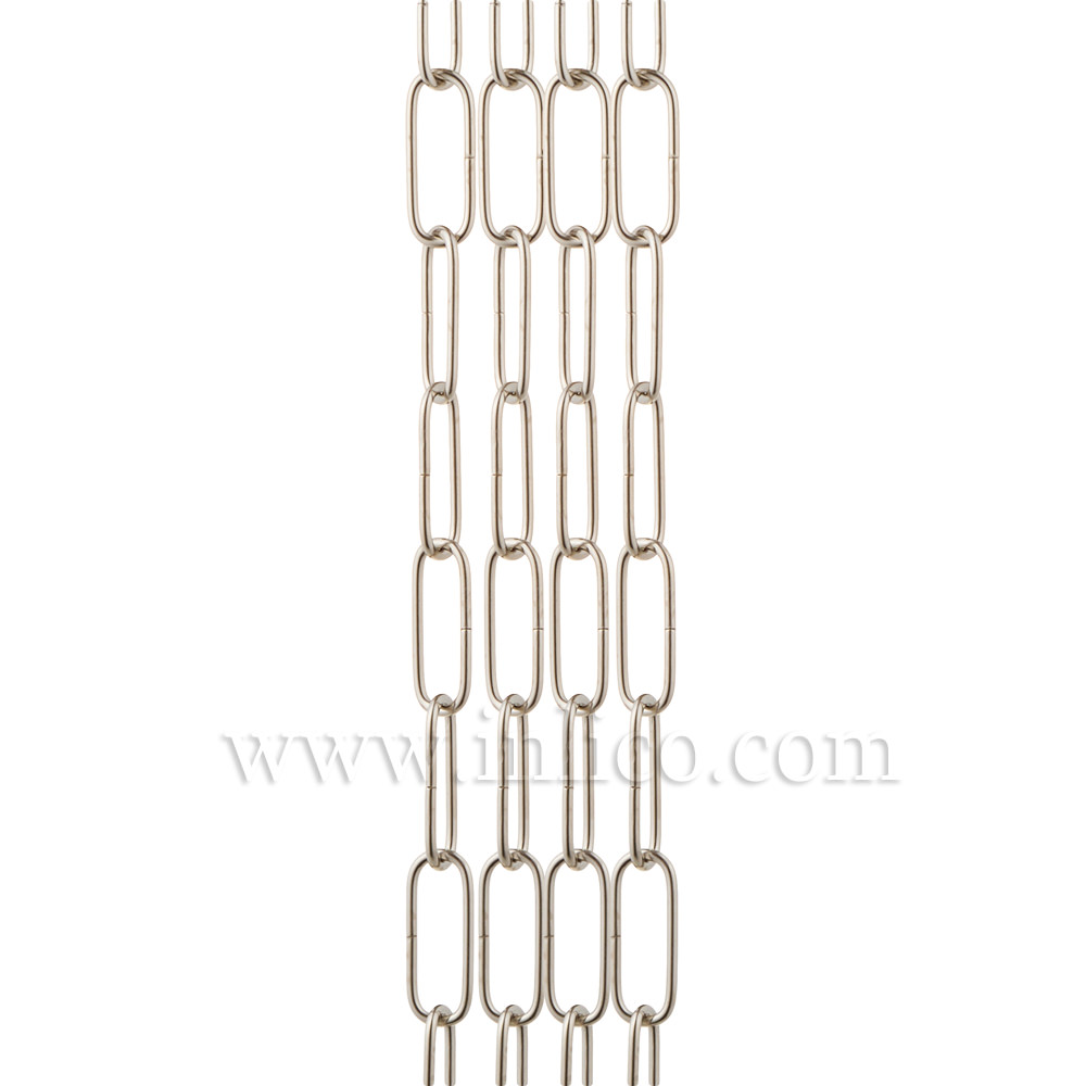 NICKEL PLATED SUSPENSION CHAIN 2.6mm WIRE GAUGE 35mm x 11mm LINK (Internal) - supplied in 49cm lengths