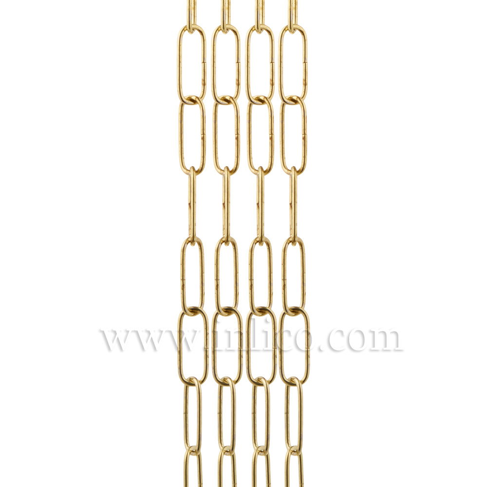 BRASS PLATED SUSPENSION CHAIN 2.6mm WIRE GAUGE 35mm x 11mm LINK (internal) - supplied in 49cm lengths