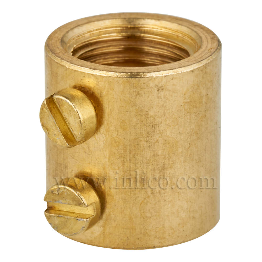 10MM BRASS COUPLER-2 GRUB SCREW 15mm high