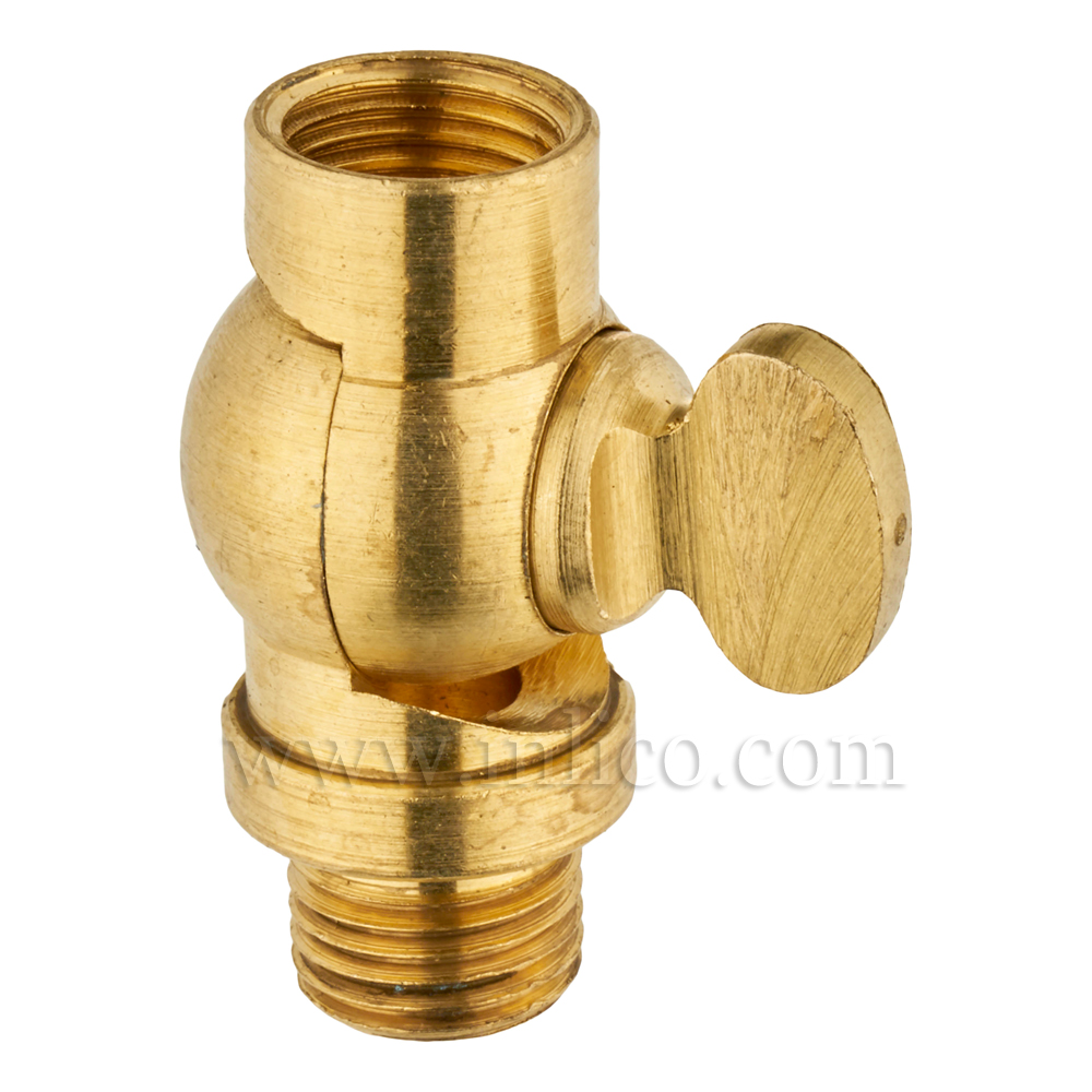 10MM M-F GAS TAP KNUCKLE JOINT RAW BRASS - WITH GAS TAP. SUITABLE FOR SINGLE CORE CABLE ONLY. 32MM X 16MM