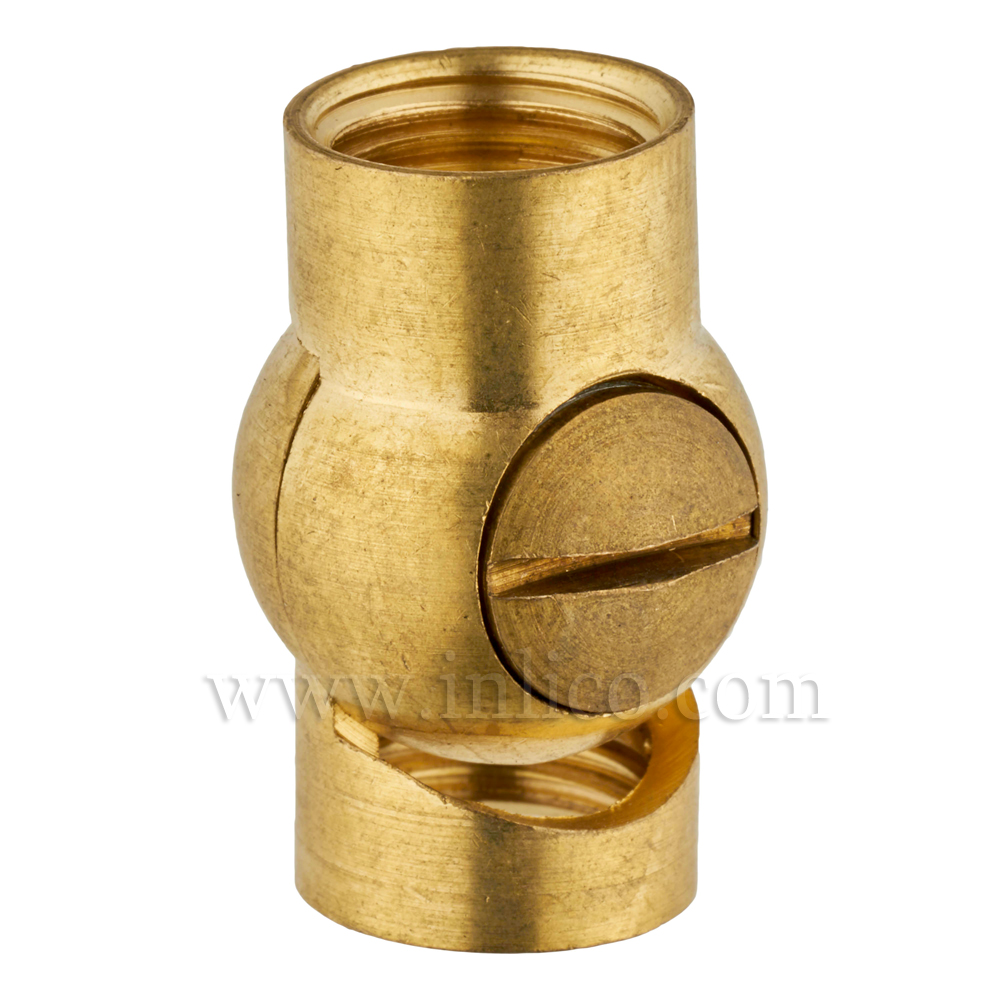10MM F-F BALL KNUCKLE JOINT RAW BRASS OAL 24MM DIA 16MM SUITABLE FOR SINGLE CORE CABLE ONLY
