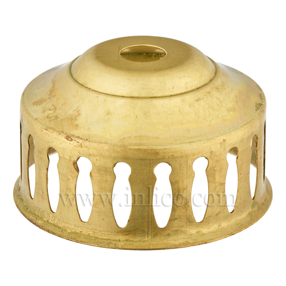GLASS HOLDER - RAW BRASS 57X32MM WITH DECORATIVE CUT OUT DETAIL 10MM CENTRE HOLE