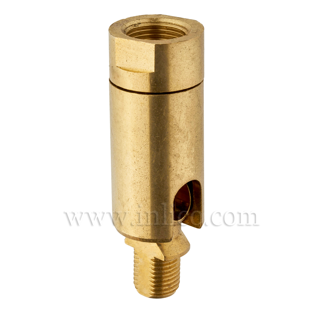 M10 MALE- 1/2" FEMALE 90DEG KNUCKLE JOINT RAW BRASS.10MM TO 90 DEG END, 1/2 " TO SWIVEL.OAL 56MM DIA19MM