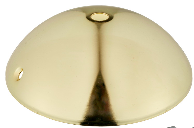 BRASS PLATED STEEL CEILING CUP HALF ROUND 120mm x 40mm WITH 10.5mm CENTRE HOLE AND M4 SIDE HOLES FOR FIXING BRACKET