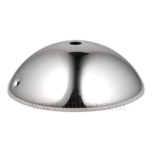 CHROME PLATED  STEEL CEILING CUP HALF ROUND 120mm x 40mm WITH 10.5mm CENTRE HOLE AND M4 SIDE HOLES FOR FIXING BRACKET