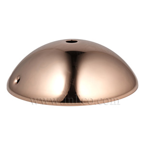 COPPER PLATED STEEL CEILING CUP HALF ROUND 120mm x 40mm WITH 10.5mm CENTRE HOLE AND M4 SIDE HOLES FOR FIXING BRACKET