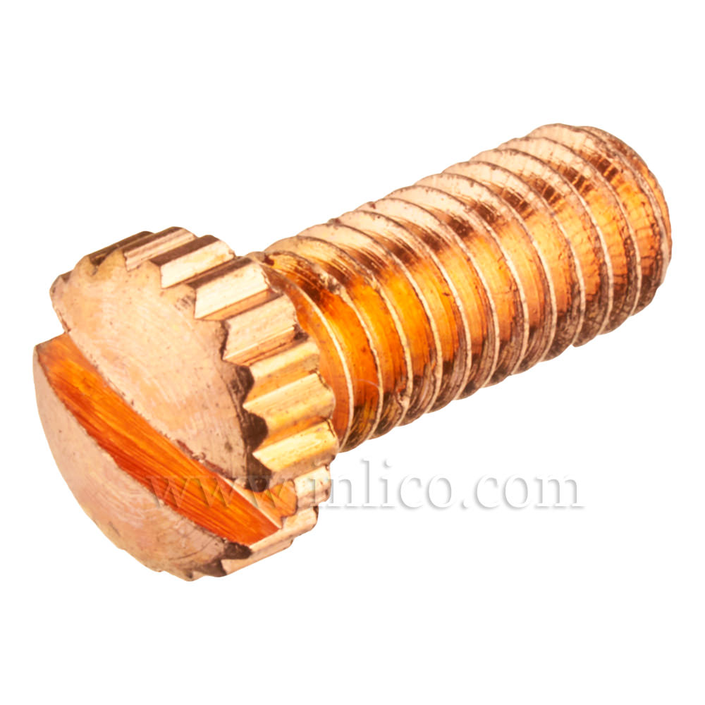 BRASS SCREW BRIGHT COPPER FINISH KNURLED HEAD M4 X 10mm FOR 6.1008 CEILING CUPS