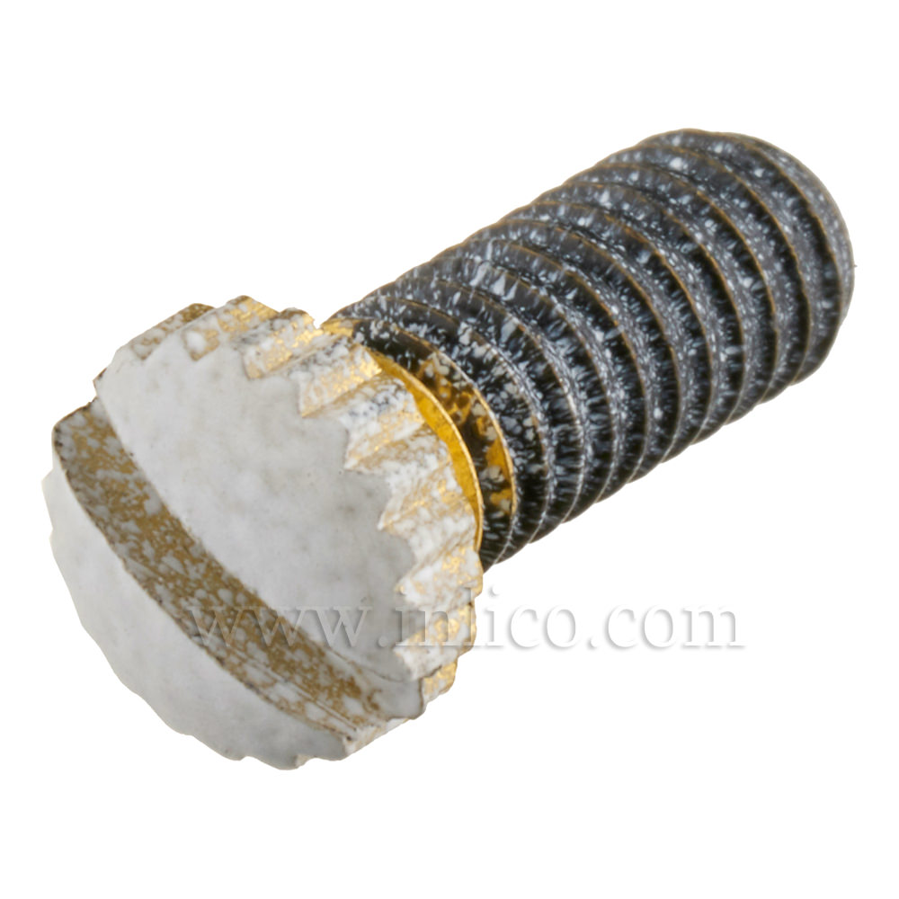 BRASS SCREW WHITE POWDER COATED FINISH KNURLED HEAD M4 X 10mm FOR 6.1008 CEILING CUPS