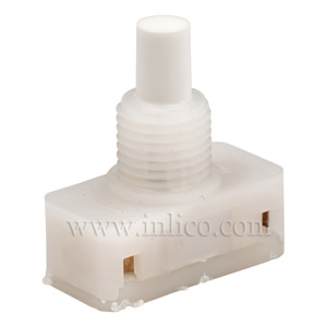 PRESS SWITCH WITH WHITE BUTTON AND 8MM THREAD LENGTH PUSH FIT TERMINALS STANDARD EN61058