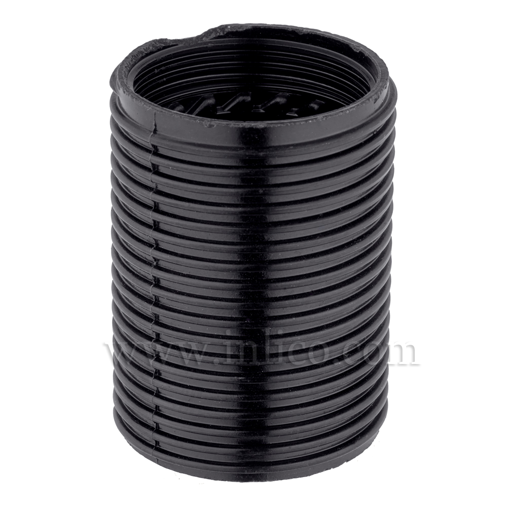 E14 FULLY THREADED SKIRT BLACK E14 BAKELITE/THERMOSETTING PHENOLIC RESIN 
APPROVAL ENEC05 TO BS EN 60238:2018:2004