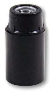  E12 BLACK BAKELITE LAMPHOLDER THREE PART WITH E12 INSERT PLAIN SKIRT AND EARTHED METAL THREADED ENTRY DOME  UL APPROVED FILE NUMBER E304097 (25 in box)