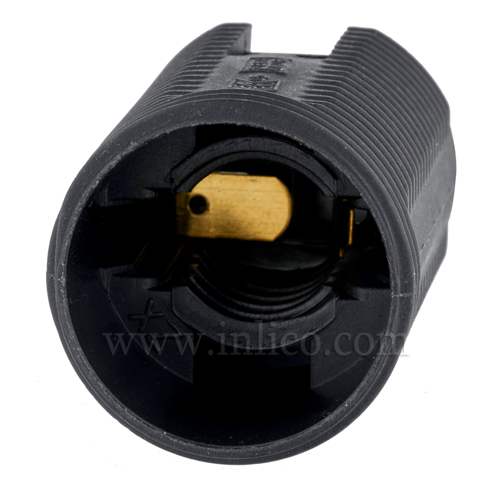 E14 FULLY THREADED SKIRT T210 BLACK LAMPHOLDER WITH PUSH FIT TERMINALS
THERMOPLASTIC 
APPROVAL ENEC05 TO BS EN 60238:2018:2004