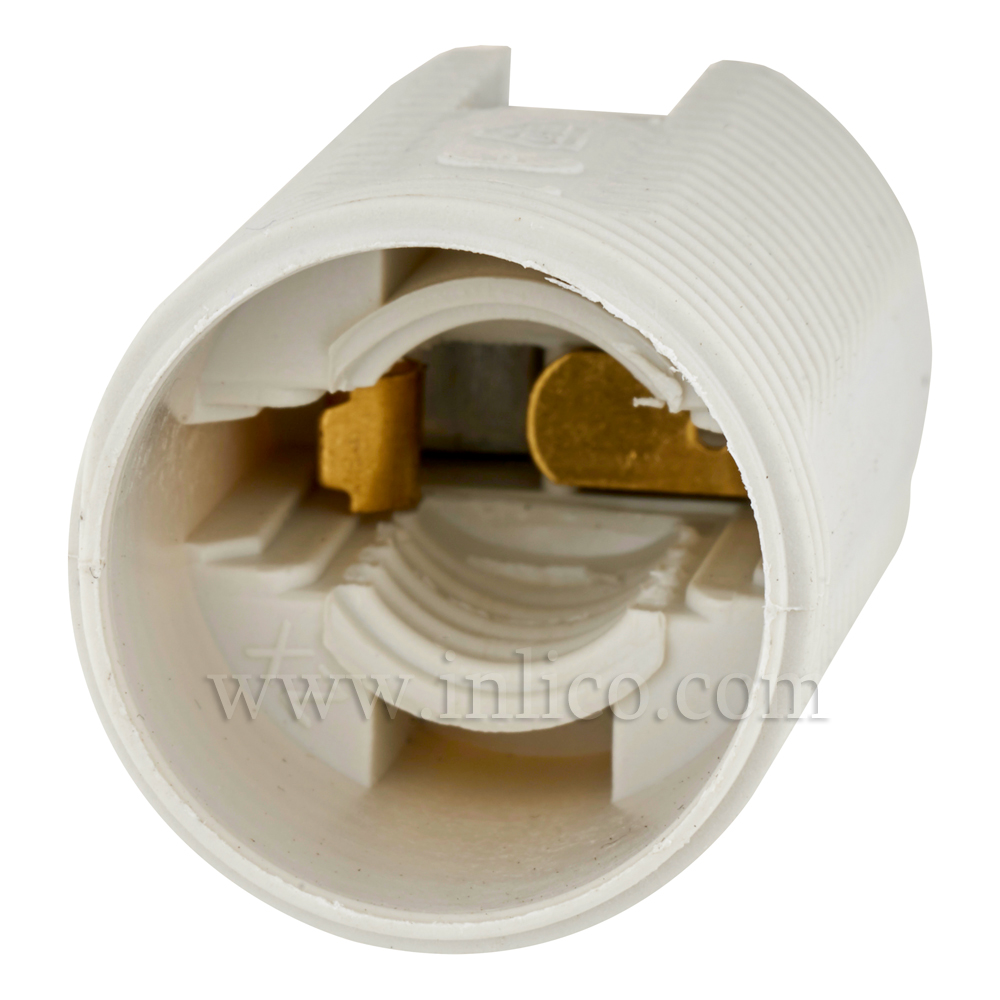 E14 FULLY THREADED SKIRT T210 WHITE LAMPHOLDER WITH PUSH FIT TERMINALS
THERMOPLASTIC 
APPROVAL ENEC05 TO BS EN 60238:2018:2004