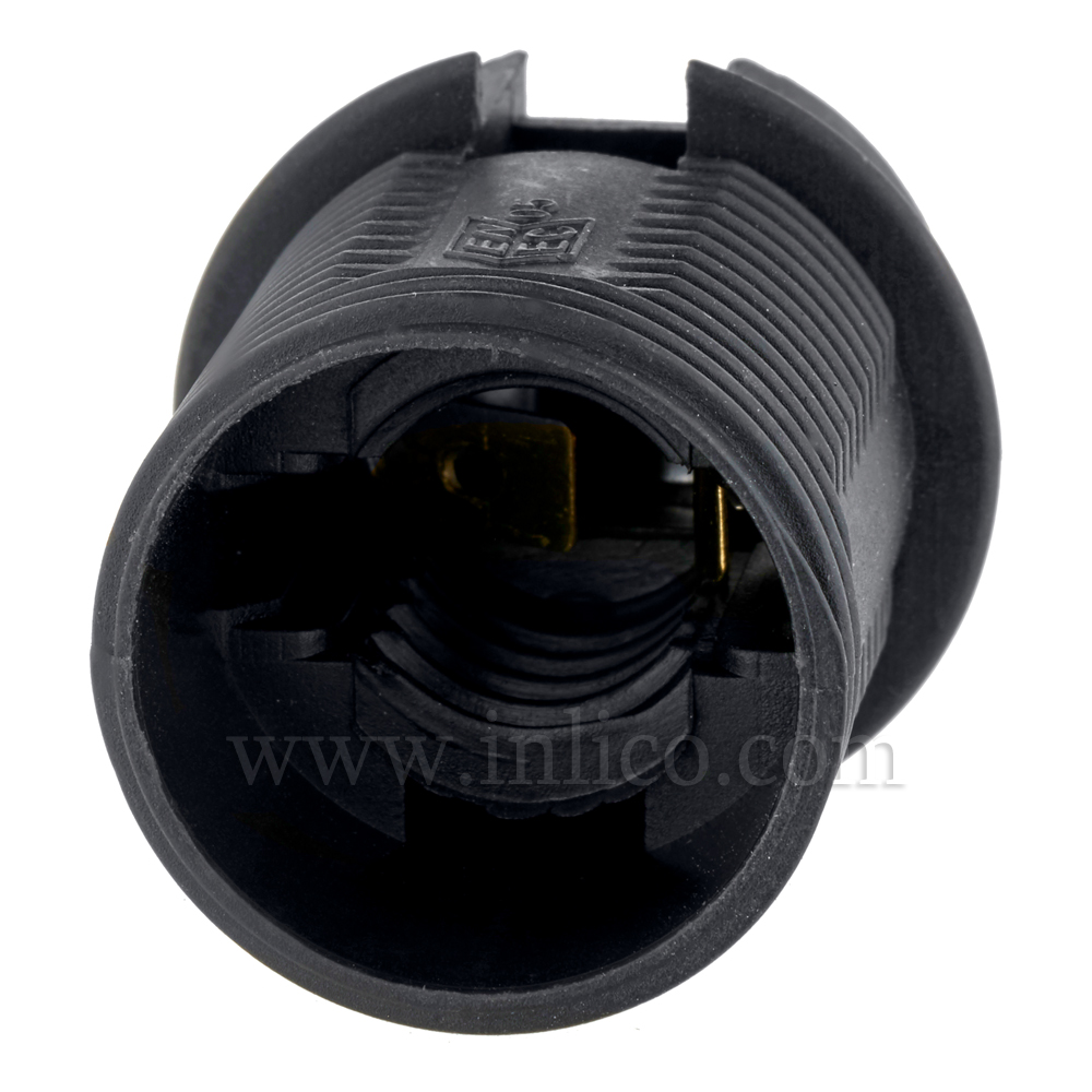 E14 HALF THREADED SKIRT T210 BLACK LAMPHOLDER WITH PUSH FIT TERMINALS
THERMOPLASTIC 
APPROVAL ENEC05 TO BS EN 60238:2018:2004