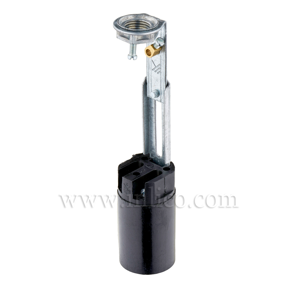 E14 CANDLE HOLDER 22.7MM WITH ADJUSTABLE EARTHED BRACKET - O.A.L ADJUSTABLE FROM 79 TO 100 MM.